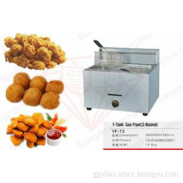 Gas Countertop Deep Fryer , Stainless Stee Dual Basket Deep